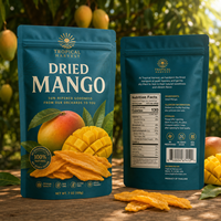 Sachets personnalisés imprimés à fond plat, qualité alimentaire, avec fermeture éclair, pour mangues séchées, emballage plastique personnalisé pour snacks et aliments