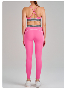 Conjuntos de mallas deportivas de cintura alta para levantar los glúteos, ropa de Yoga para mujer, conjuntos de ropa de dos piezas, ropa de gimnasio para correr para mujer, logotipo personalizado - Product Image 3