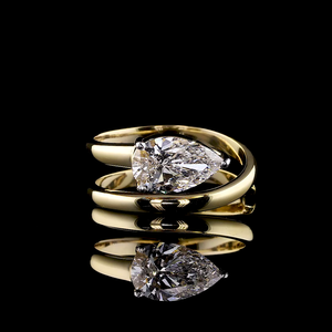 ชุดเครื่องประดับทางวิ่งสีทอง14K 18K แหวนเพชรแนวเส้นงูโรแมนติกของฝรั่งเศสสำหรับห้องแล็บสีแดงปลูกในฤดูใบไม้ผลิ - Product Image 1