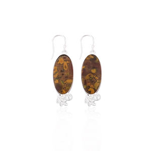 Fruit Jasper <b>Long</b> Oval Gemstone Handmade Designer Brass Silver Plated Dangler <b>Earring</b> Wholesale <b>Earring</b> Lots Brass Jewelry - Product Image 1