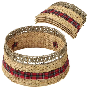 Árbol de Navidad Collar de árbol de Navidad tejido natural, plegable, decoración de Navidad, falda de árbol de Navidad de algas marinas grandes - Product Image 1