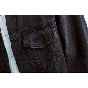 Veste en jean pour homme de haute qualité, col montant, logo sur le devant, prix bas, streetwear tendance, personnalisable, vente en gros - Product Image 6