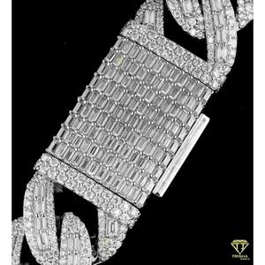 Chaîne à maillons cubains Baguette Miami de luxe pour homme 20mm avec diamants Moissanite Testeur de diamants en argent sterling 925 Hip Hop - Product Image 5