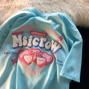 Personalizado para hombre Puff Imprimir Streetwear Tee OEM Fábrica de algodón de gran tamaño T Shirt 3D Raised Logo Design Shirt - Product Image 5