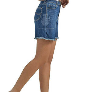 Shorts de Mezclilla para Mujer con Logotipo Personalizado, Precio de Fábrica, Shorts Cómodos para Mujer, Shorts Lisos Teñidos para Mujer - Product Image 2