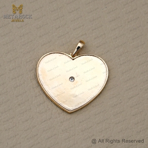 จี้รูปหัวใจประดับเพชรธรรมชาติ ทองคำแท้ 14K ลายซันเบิร์สต์ สร้อยคอรูปหัวใจ งานแฮนด์เมด ขายส่ง เครื่องประดับคุณภาพสูง - Product Image 5