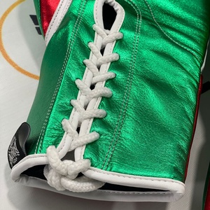 Gants de boxe personnalisés NO BOXING NO LIFE vert/rouge/blanc, en cuir véritable, pour entraînement et Muay Thai, pour hommes. - Product Image 5