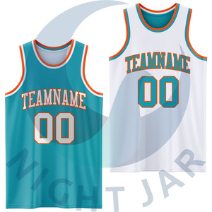 Personalizado Reversible Teal Naranja-Blanco Sublimación de doble cara Traje de baloncesto Jersey - Product Image 4