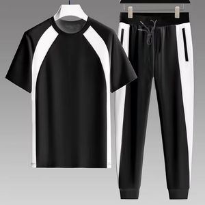 Survêtement de haute qualité pour hommes, en coton, pour l'été, avec logo personnalisé, vêtements d'été respirants, vêtements de sport décontractés, vêtements de jogging - Product Image 1