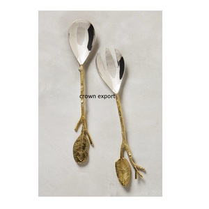 New Metal Dinnerware Fork Set Stainless Steel Luxury Kitchenware Cutlery Set Gold <b>Leaf</b> Handles Flatware Cutlery Sets for Home - Product Image 3