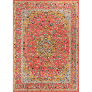 Alfombra Kasbah Classic Top-1504 (Cs-01) Roja Naranja, Tejida a Mano con Lana y Viscosa, para el Hogar, con Diseño de Medallón, Rectangular, a Rayas, Abstracta, para Pasillo - Product Image 1