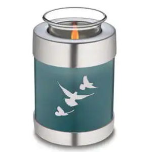 โกศสีเงินหรูหราพร้อมที่ใส่เทียนทีไลท์สำหรับขี้เถ้าขี้เถ้าออกแบบเป็นอนุสรณ์ที่ไม่เหมือนใครโดย ayaans - Product Image 5