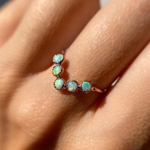 Handmade Vòng Opal <span class=keywords><strong>Chevron</strong></span> Vòng electroformed tùy chỉnh kích thước pha lê đá quý trang sức điều chỉnh vòng tuyên bố - Product Image 6