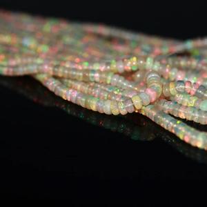 Lustre 100% perles d'opale éthiopienne faites à la main de haute qualité naturelle 16 pouces de long lisse Rondelle Multi feu personnalisé pierre GIC - Product Image 4