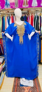 2024 dubaï belle rouge Farasha caftan robe musulmane traditionnelle faite à la main avec perles de pierre travail Design marocain - Product Image 2