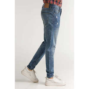 กางเกงยีนส์สีน้ำเงินเอวกลางทรงตรงขากว้างสไตล์วินเทจ Y2K พร้อมลายปัก กางเกงยีนส์ถักไหมพรมสำหรับฤดูหนาว MN-JNS-WS23-008 - Product Image 3