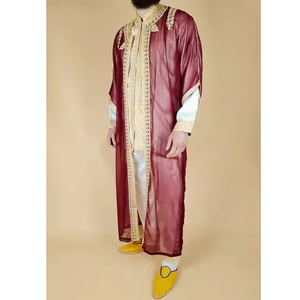 Vêtement de prière musulman traditionnel léger pour homme, en polyester, coupe droite longue, style vintage, accessoire culturel - Product Image 3