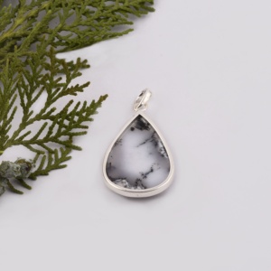 925 argent Sterling dandrite opale pierre précieuse pendentif à la mode en forme de poire charme religieux étanche diamant classique bijoux - Product Image 4