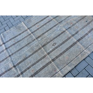 Alfombra Turca Vintage de 4.8x7.9 pies (147x240 cm), Alfombra Kilim Gris con Bordes - Product Image 5