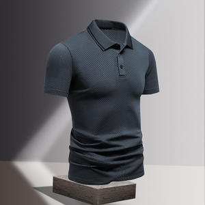 Polo en coton et polyester coupe ajustée pour homme Polo en tricot décontracté à manches courtes anti-rides - Product Image 5