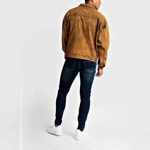 แจ็คเก็ตยีนส์คุณภาพสูงสำหรับผู้ชาย รับทำโลโก้ สไตล์วินเทจ สีน้ำเงินฟอก สตรีทแวร์ลำลอง ผู้ผลิตเสื้อโค้ทยีนส์ - Product Image 4