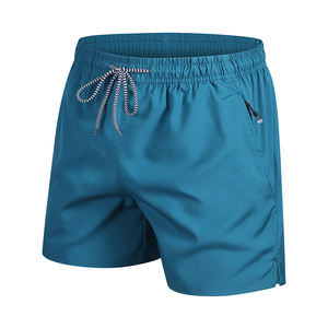Shorts de plage d'été pour hommes couleur unie mode loisirs Double poches taille élastique Double poche Cool confortable loisirs plage - Product Image 2