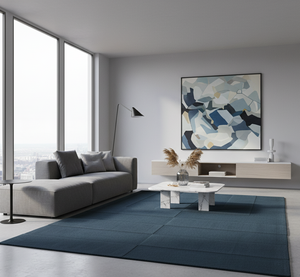 Alfombra Moderna de Lana 100% Tejida a Mano con Diseño Geométrico, Color Carbón Sólido, Ecológica, de Pelo Medio, Textura Alta-Baja, Tallada a Mano para el Hogar - Product Image 5