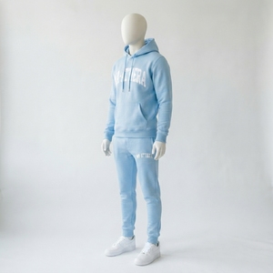 Conjunto Deportivo de Invierno para Hombre, Color Azul Cielo, con Capucha, Transpirable, Ecológico, 100% Algodón, Ligero, de Secado Rápido, Sudadera y Pantalones Jogger - Product Image 3