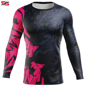 Rash Guard à manches longues Performance Fit Compression Baselayer Skins Tissu sublimé uni BJJ Rash Guards - Product Image 1