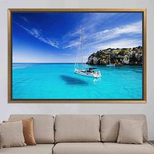 Obra de arte Oceanic Dream: Lienzo impreso con vista al mar para una decoración elegante, LIENZO CON MARCO DORADO - Product Image 1