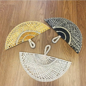 Woven <b>Decorative</b> Hand <b>Fan</b> | Natural Seagrass Palm Leaf <b>Fan</b>, Portable For Tropical Event, Party Or Daily Use. - Product Image 1