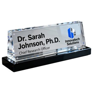 Support de présentation de nom en acrylique personnalisé, résistant à l'eau et aux UV, impression couleur intégrale, support transparent pour la marque de vente au détail, le marketing - Product Image 1