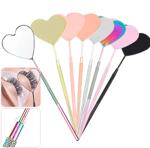 Miroir de maquillage en acier inoxydable fait main en forme de coeur carré en forme de diamant pour outils d'extension de cils - Product Image 2