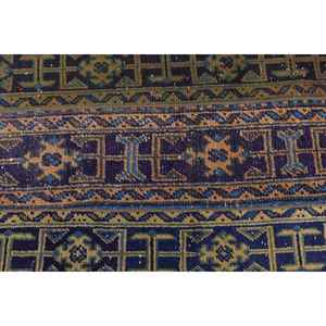 Alfombra Turca de 2.4x3.7 pies, Alfombra Pequeña Vintage, Alfombra de Lana con Bordes Azules y Amarillos - Product Image 5