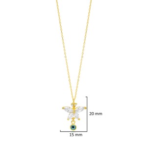 Collier minimaliste d'été avec petit pendentif œil en argent sterling 925, bijoux faits à la main - Product Image 3