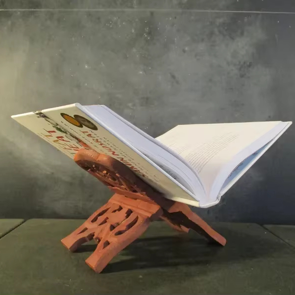 Folding Adjustable Polished Eco-Friendly Wooden Antique Imitation Religious Book Stand Quran Bible Customizable Providing