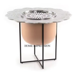 Merveilleux Designer Meilleure Qualité Métal Forme Ronde Dallah Chauffage Avec Support De Couleur Noire Thé Et Cafetière Chauffage Fournitures - Product Image 4