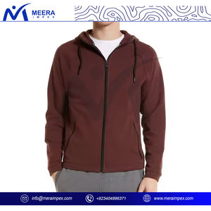 Wholesale Custom Design <b>Men's</b> Zip <b>Hoodie</b> Solid <b>Maroon</b> with Breathable 100% Cotton Fabric Heavy GSM Logo Customize for Winter - Product Image 2