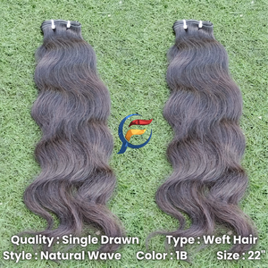 Cheveux naturels indonésiens 100 % humains vierges Remy, cuticules alignées, sans nœuds, avec double trame cousue à la machine - Product Image 2