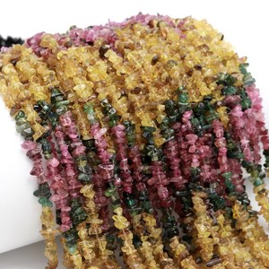 Cuentas de piedras preciosas sueltas con forma de pepita sin cortar multiturmalina Natural, cuentas de virutas de piedra de turmalina de 4-5mm para fabricación de joyas a granel - Product Image 5