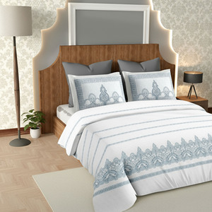 ผ้าปูที่นอนผ้าฝ้ายบริสุทธิ์ลายรอยัลชาร์210สีฟ้า TC สำหรับใช้ในบ้านและโรงแรม - Product Image 3