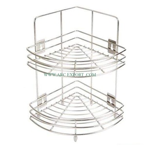 Fabriqué en acier inoxydable Support de rangement pour accessoires de cuisine mural à 2 niveaux Support pour ustensiles de cuisine métallique de haute qualité - Product Image 1