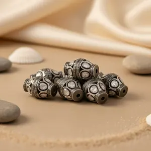 Perles en argent faites à la main pour femmes avec diamants 3 mm, apprêts plaqués pour accessoires de bricolage et fabrication de bijoux - Product Image 2