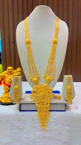 Dubai ชุดเครื่องประดับแฟชั่นชุบทอง24K สร้อยคอต่างหูกำไลเข็มกลัดวัสดุทองแดงสำหรับบัลแกเรีย