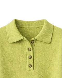 Custom Womens Polo Collar Knit Sweater <b>Lime</b> <b>Green</b> Long Sleeve Pullover Soft Winter Casual <b>Top</b> For Daily Wear Wholesale Fashion - Product Image 5