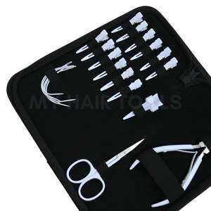 Ensemble d'outils professionnels pour extensions de cheveux comprenant des pinces à micro-perles blanches, des pinces à cheveux courbes, des aiguilles courbes, des pinces à cheveux - Product Image 6