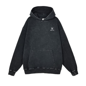 เสื้อฮู้ดดี้ดีไซน์ใหม่ขายดีที่สุด ล้างสีแบบแอซิดวอช MOQ ต่ำ ขายส่ง เสื้อฮู้ดดี้ผู้ชายผ้าฝ้ายผสมล้างสีแบบแอซิดวอช - Product Image 1