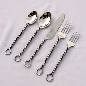 ชุดช้อนส้อมสแตนเลสหรูหราพร้อมที่จับรูปใบไม้เหมาะสำหรับเครื่องครัวอุปกรณ์ทานอาหารและงานแต่ง - Product Image 3