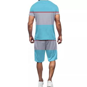 Conjunto de fitness ecológico sólido de dos piezas, chándal informal, camiseta y pantalones cortos de manga corta para hombre de verano 2021 - Product Image 2