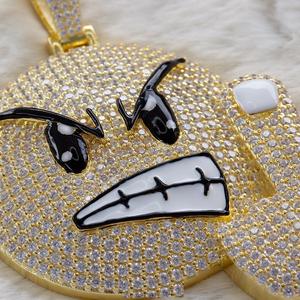 3.50CT Princess Cut Moissanite Logo Charm Pendant Plaqué Or Hip Hop Sterling Silver - Product Image 2